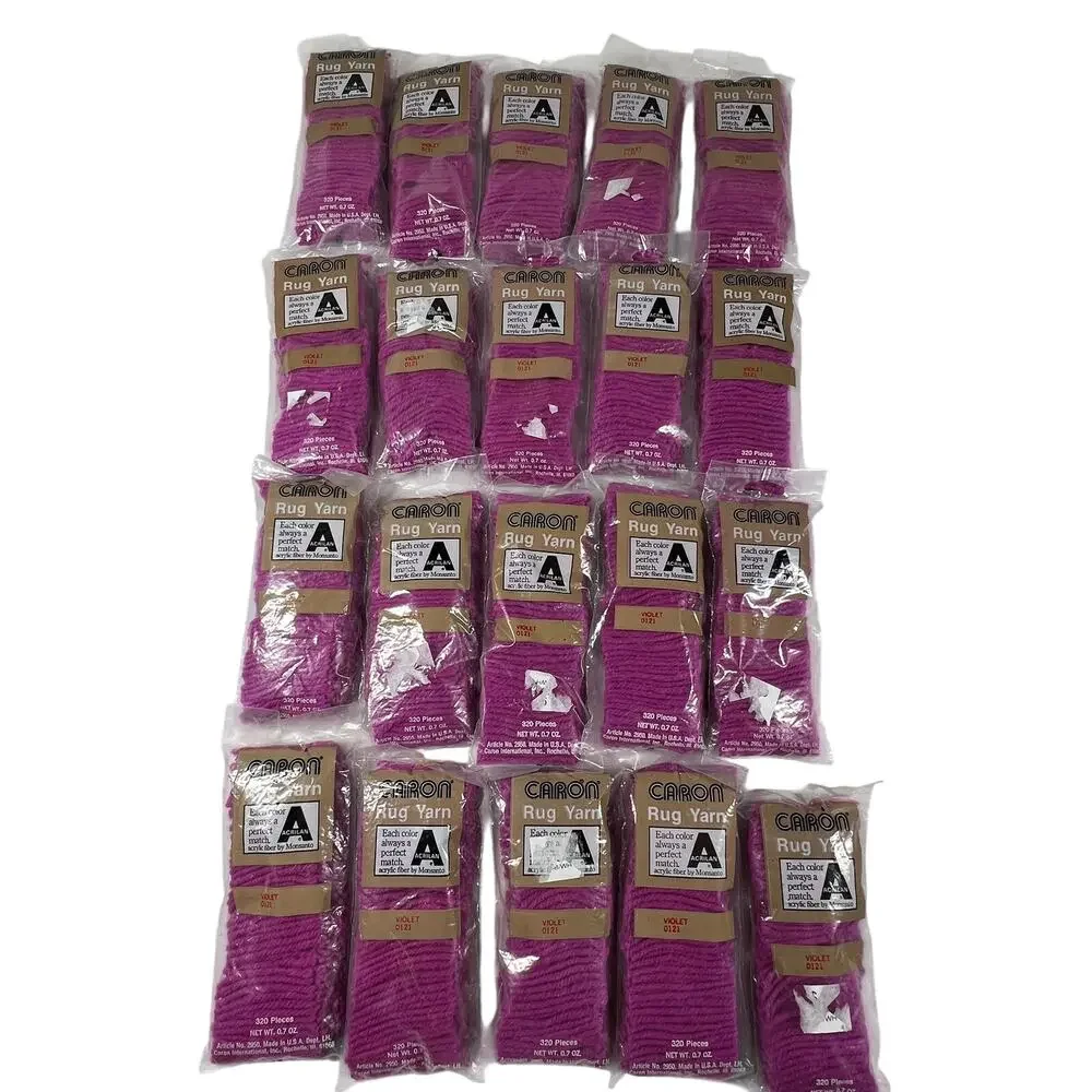 CARON Rug Yarn Lot of 20 Violet 0121 Acrilan Latch Hook 320 Pieces USA Sealed